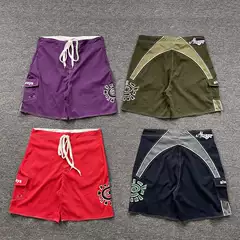 Adwysd New Sun-Protective Patchwork Beach Shorts Drawstring Shorts American Style Trendy Casual Unisex Quick-Dry Five-Point Shorts