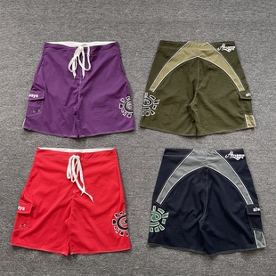 ADWYSD新款太阳卷拼接沙滩裤抽绳短裤美式潮牌休闲男女速干五分裤