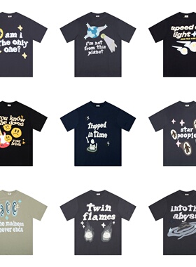 BROKEN PLANET美式潮牌破碎星球发泡印花only one限定短袖男女t恤