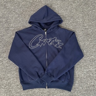 Corteiz美式潮牌字母刺绣连帽开衫卫衣男女宽松休闲情侣外套上衣