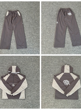 美潮 Mertra 拼接字母发泡休闲半拉链风衣外套束脚长裤男女套装潮