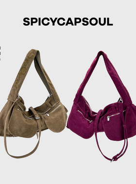 【裤头包】SpicyCapSoul原创小众辣妹水洗磨毛腋下斜挎女包帆布包