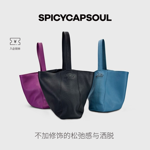 【风信子】SpicyCapSoul原创头层牛皮刺绣大容量托特包包含内袋