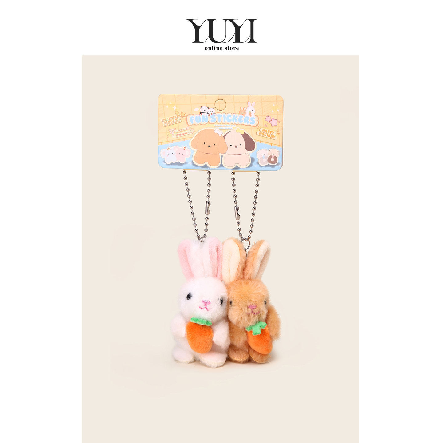 YUYI原创萝卜兔子毛绒公仔磁吸情侣一对玩偶书包包挂件钥匙扣礼物