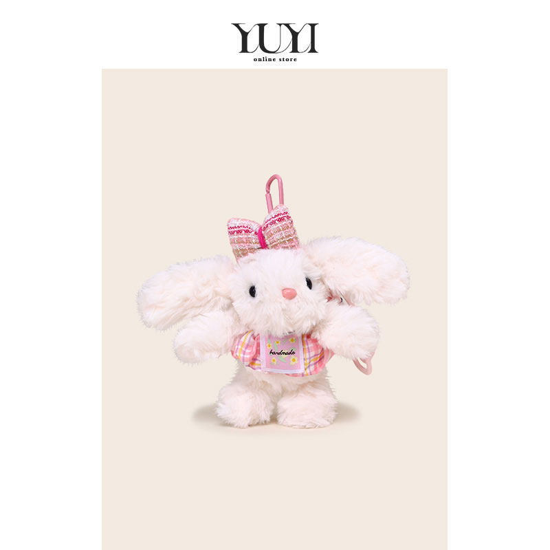 YUYI原创可爱格子裙粉垂耳兔子毛绒公仔书包包挂件钥匙扣女生礼物,服饰配件/皮带/帽子/围巾,包挂件,淘宝优惠券,粉丝福利购,淘宝优惠卷
