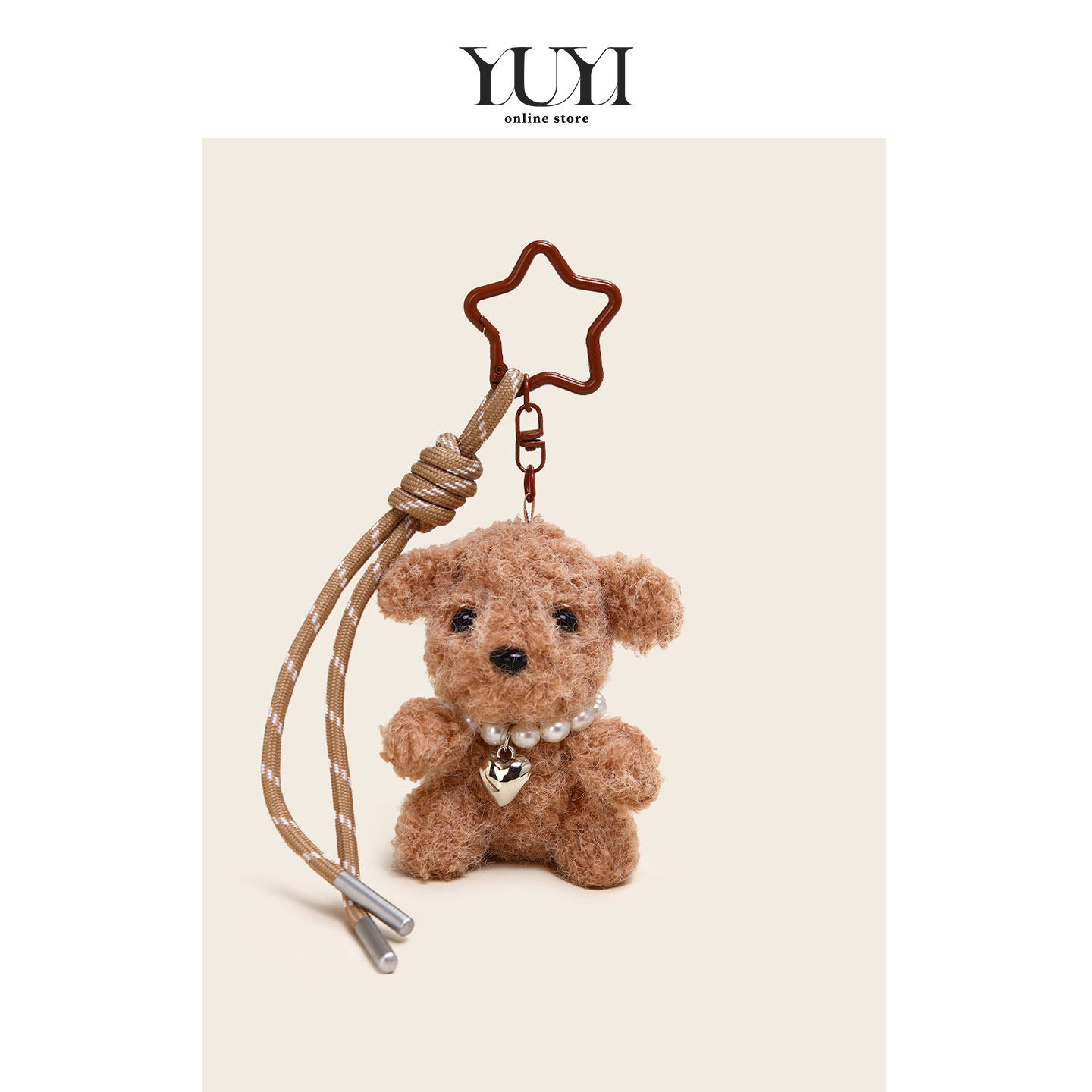 YUYI原创丑萌毛绒奶茶小狗公仔玩偶书包背包挂件情侣车钥匙扣挂饰