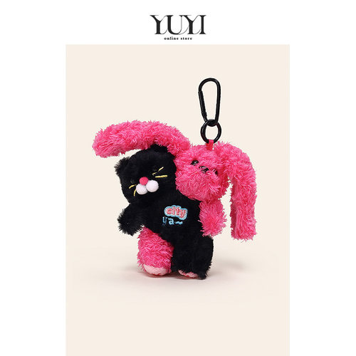 YUYI双头粉色小兔情侣包挂件礼物