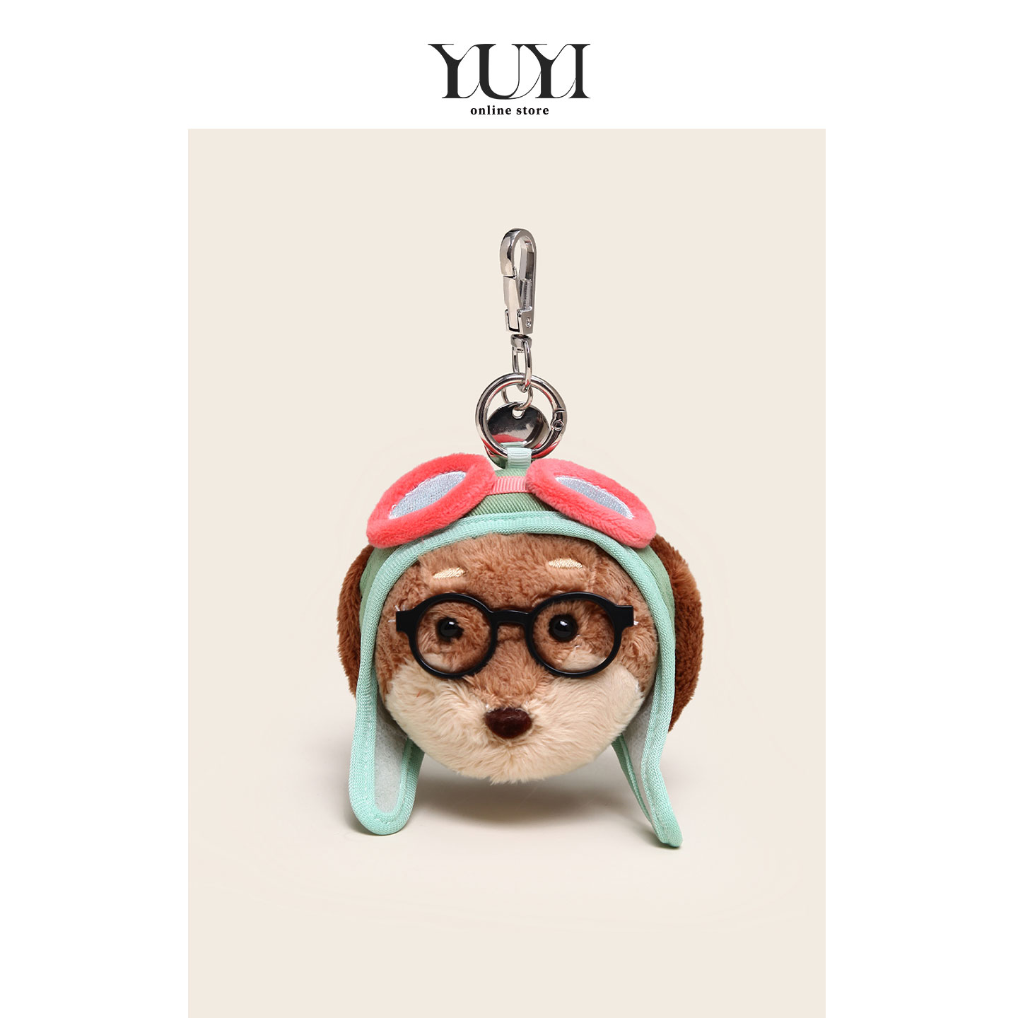YUYI原创丑萌腊肠狗飞行员玩偶毛绒眼镜小狗公仔书包包挂件钥匙扣