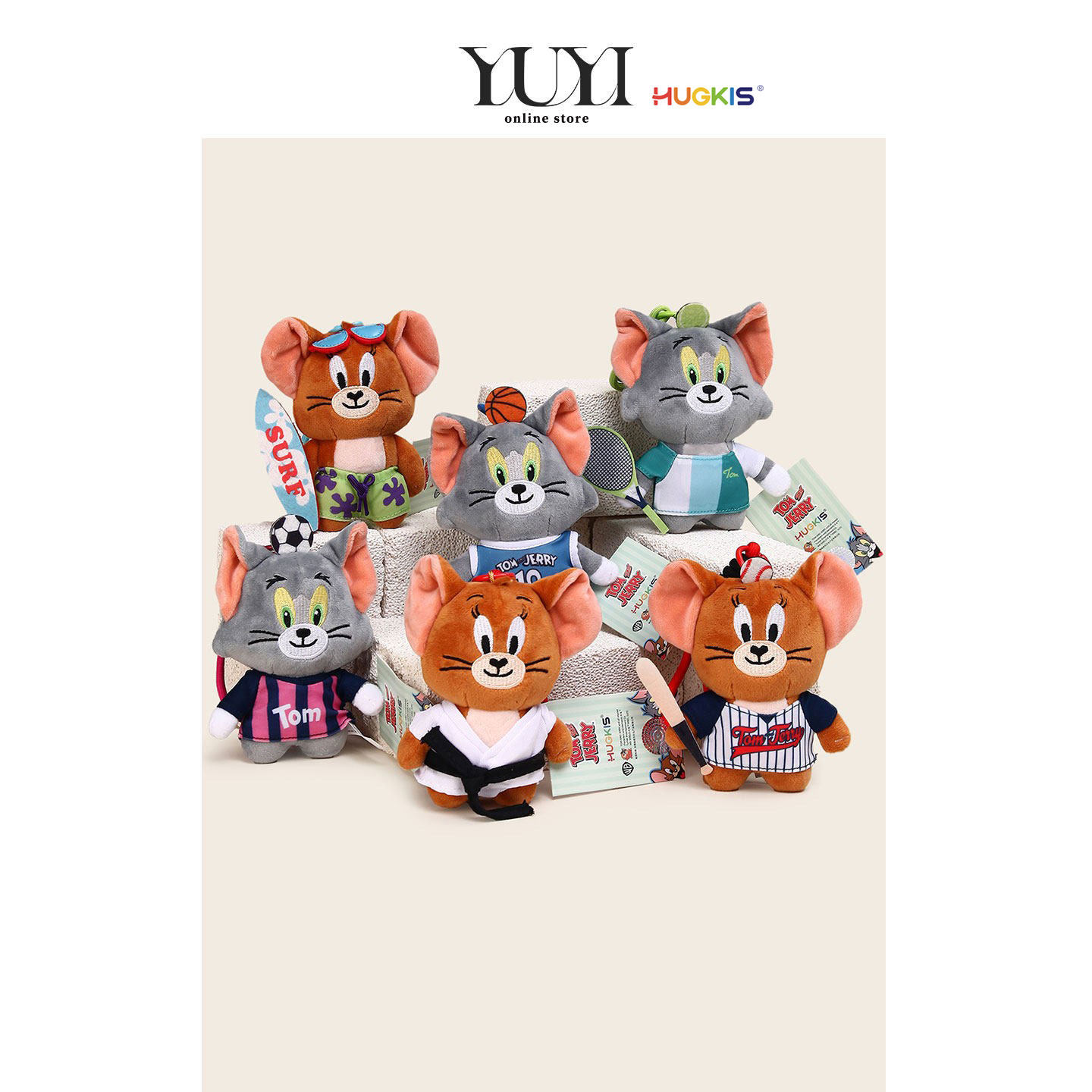 YUYI正版联名丑萌毛绒玩偶公仔猫和老鼠书包背包挂件钥匙扣挂饰男