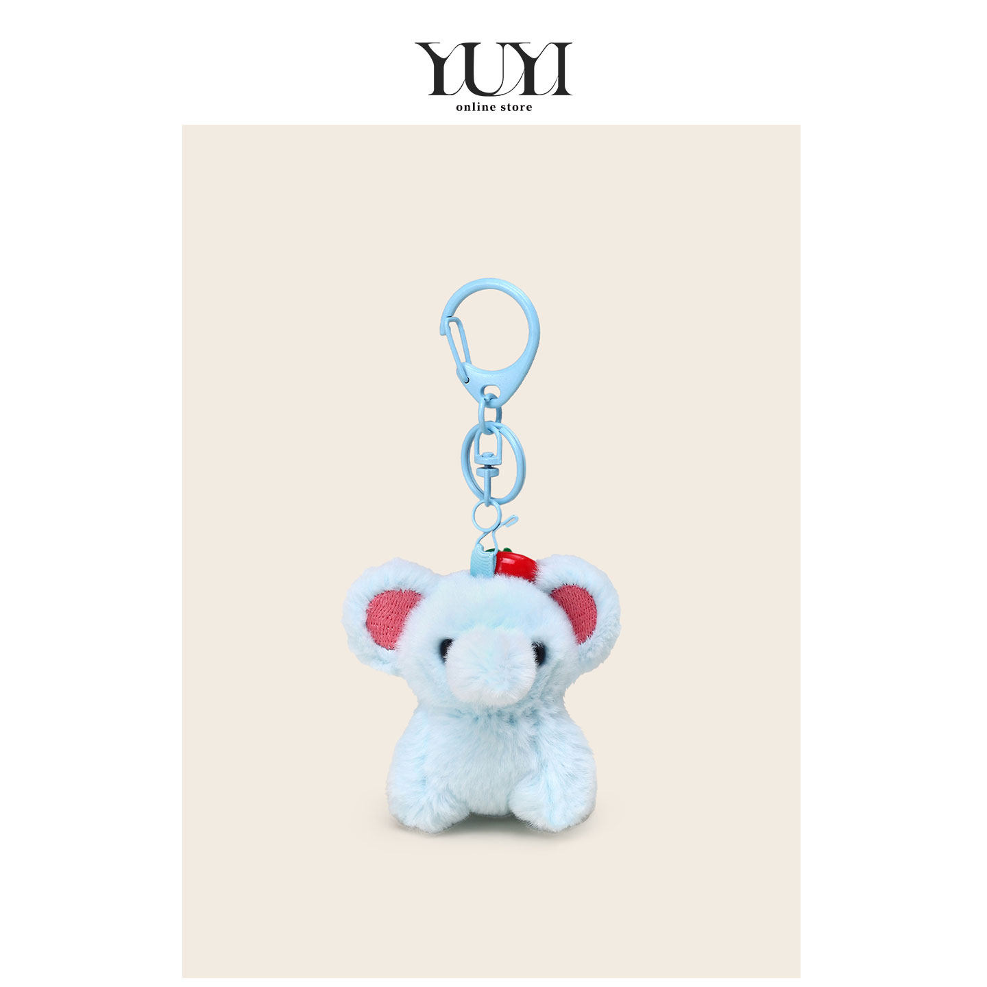 YUYI原创可爱苹果大象毛绒公仔书包包挂件玩偶钥匙扣背包挂饰品男