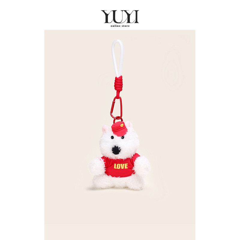 YUYI可爱西高地潦草小狗公仔包包挂件红色钥匙扣玩偶配饰个性礼物