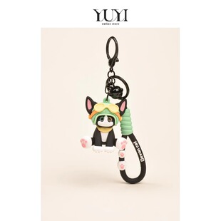 YUYI可爱卡通飞行员头盔德文猫小猫咪礼物情侣书包包挂件钥匙扣女