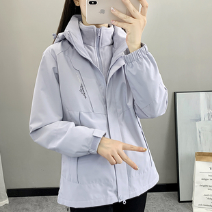 冲锋衣女2025外套秋冬季 可拆卸小个子防风防水三合一潮牌风衣 爆款