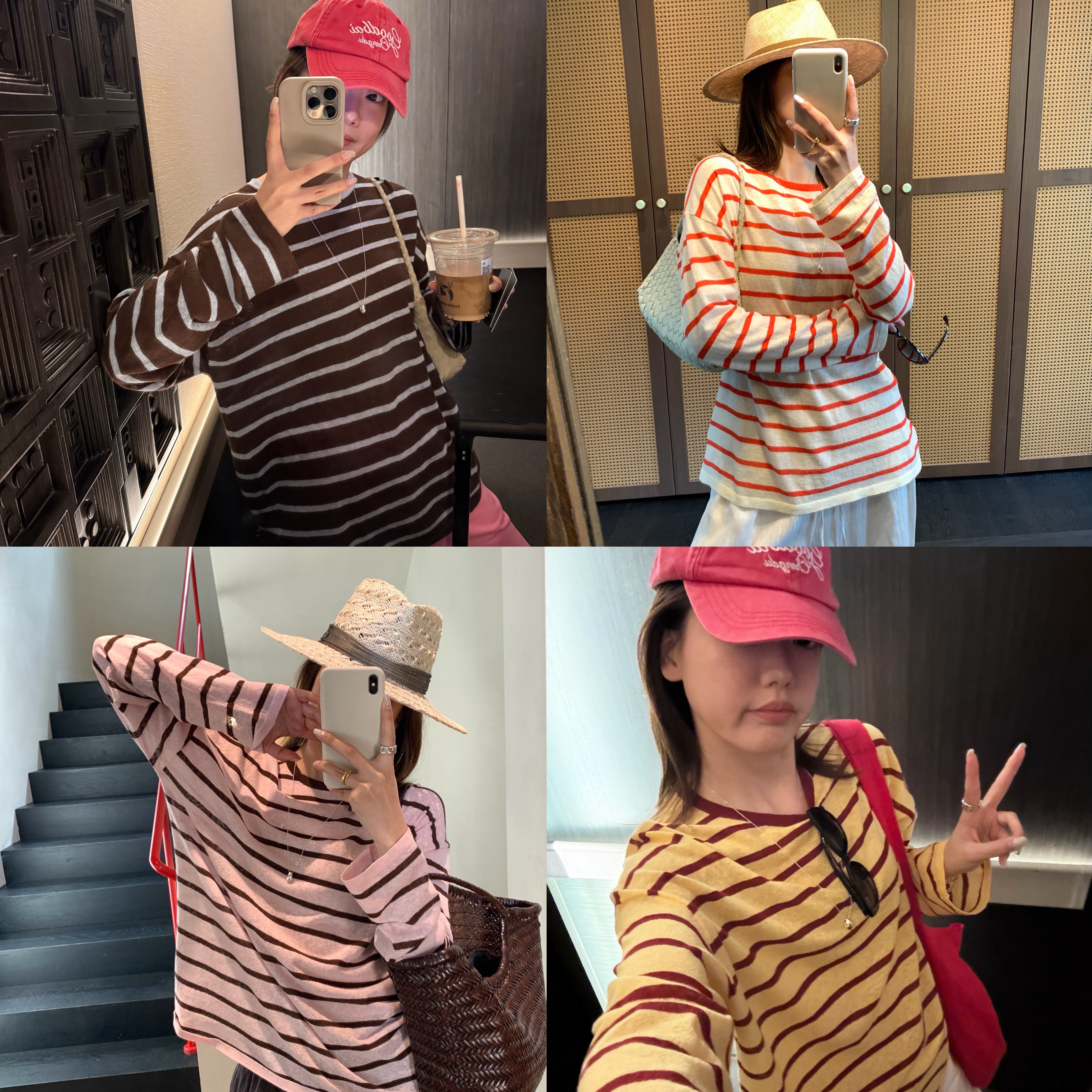 CherieBunny夏日封神亚麻棉混纺夏日干爽彩色减龄条纹长袖防晒T恤