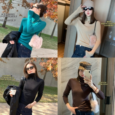 CherieBunny新澳可机洗chao细羊毛独家银河细闪无缝一体高领针织