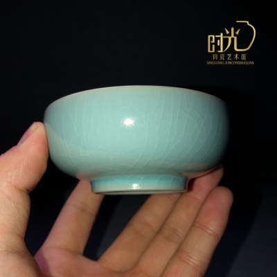 汝瓷仿古釉主人杯普洱杯，99云端釉，拒绝矿点，温润如玉蝉翼开片