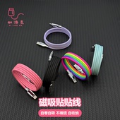 蚁洛克编织磁吸贴贴数据线适用苹果iPhone16PX安卓手机PD快充Type C240W充电线自动贴合复位收纳