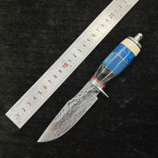 手工大马士革钢刀开刃锋利花纹钢直刀荒野求生小刀具露营