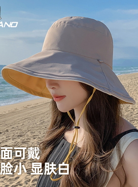 渔夫帽女款新夏季大帽檐防紫外线遮阳帽出游遮脸网红防晒太阳帽子