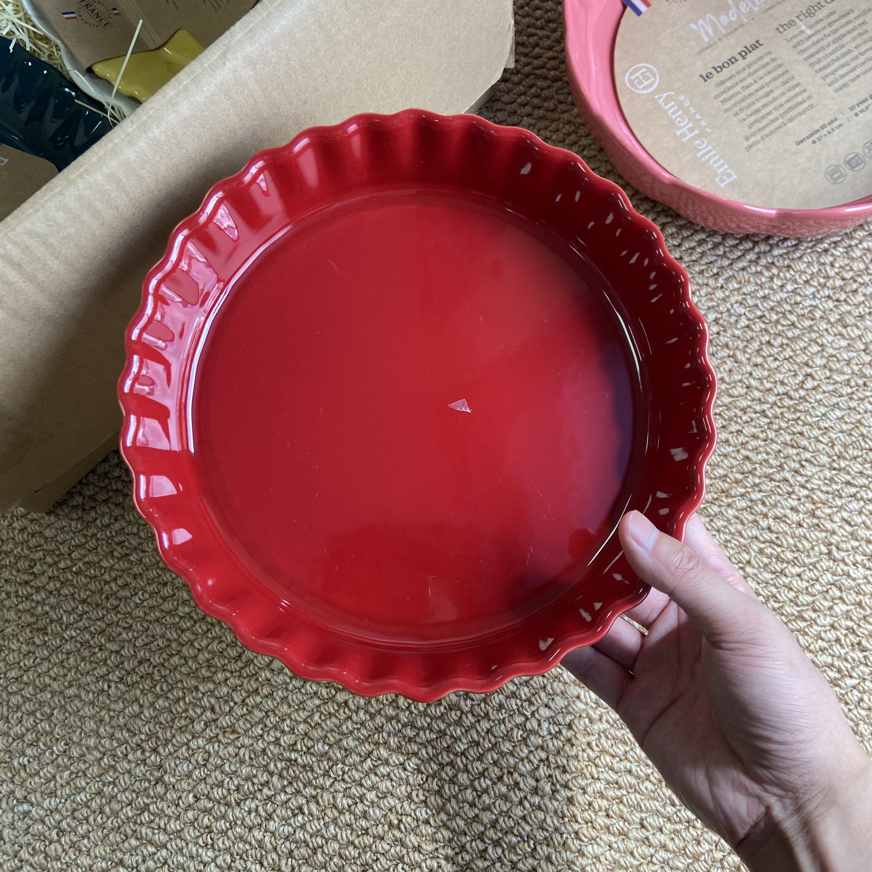法国Emile Henry菊花派盘圆形陶瓷烤盘烤箱苹果派模具烘焙披萨盘.