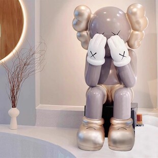 芝麻街公仔暴力熊雕塑网红坐姿咖啡店饰品店客厅落地高级感大摆件