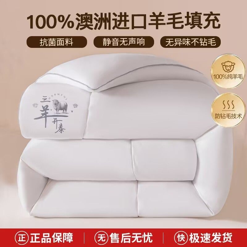 四季澳洲进口羊毛被100纯羊毛冬被官方旗舰店正品加厚保暖春秋被,床上用品,羊毛被/驼毛被,淘宝优惠券,粉丝福利购,淘宝优惠卷