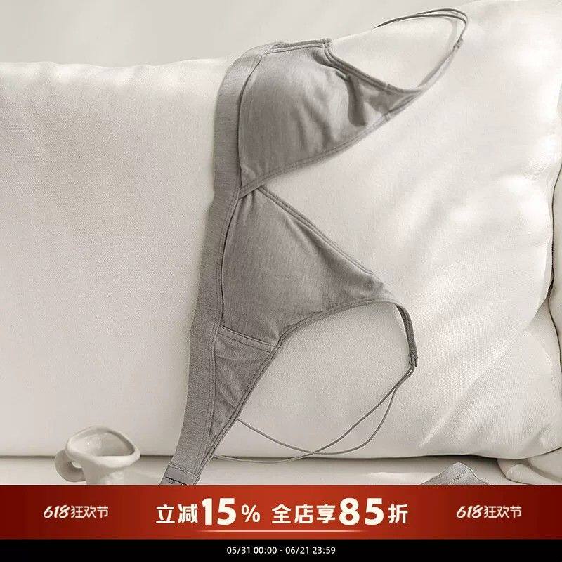 舒适自然胸型简约三角杯法式文胸罩柔软无钢圈内衣内裤套装女薄款