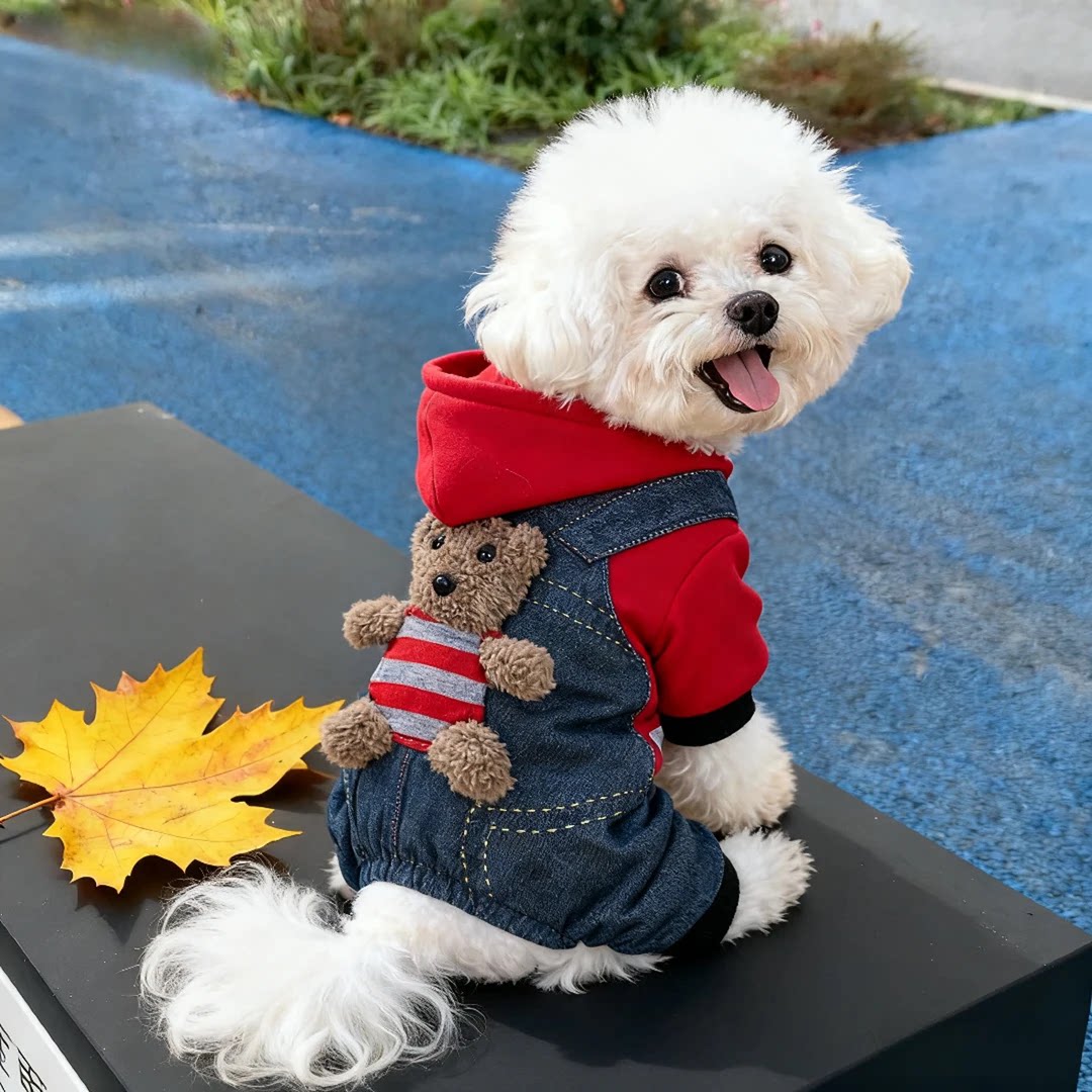 保暖加厚狗狗衣服秋冬装泰迪比熊博美小型犬专用宠物猫咪四脚背带图片