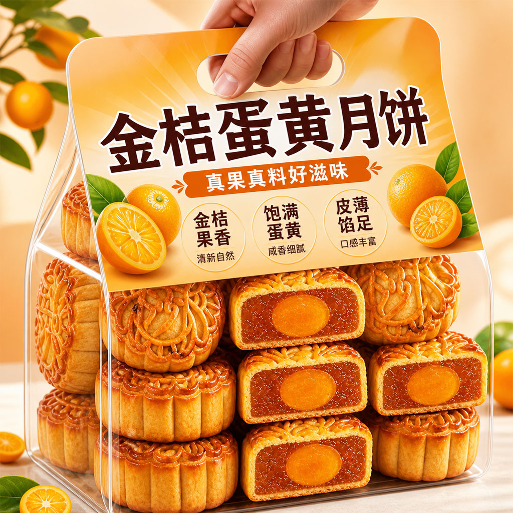 老字号金桔蛋黄月饼官方旗舰店正宗广式月饼中秋节无添加糕点零食