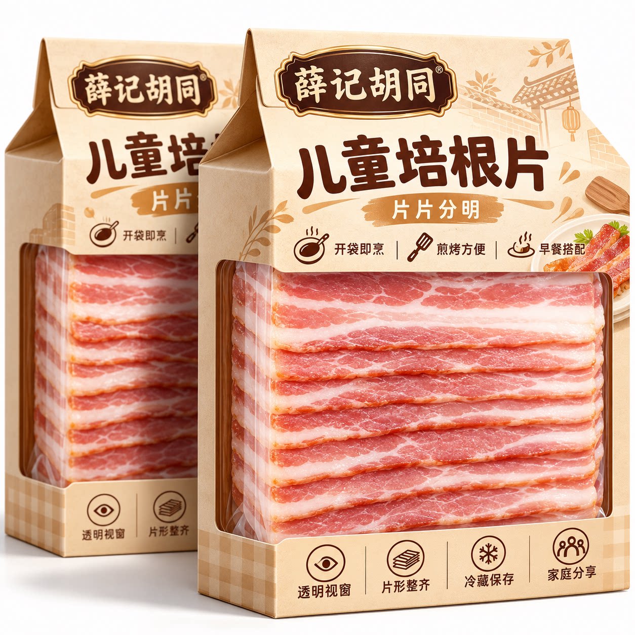 儿童培根早餐食材三明治汉堡披萨家庭煎烤便当烹饪冷藏装肉片配料