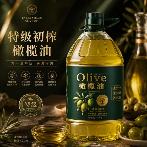 品质甄选！特级初榨橄榄油食用油官方正品低脂健身原装进口大桶装