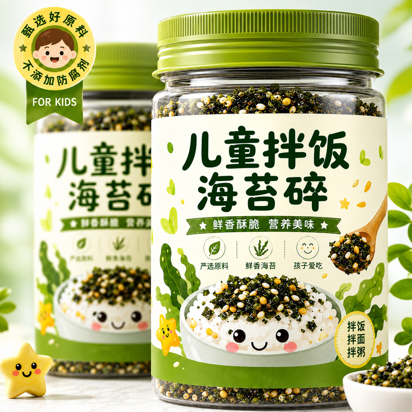 海苔碎拌饭儿童无添加宝宝婴儿辅食谱芝麻海苔饭团寿司官方旗舰店