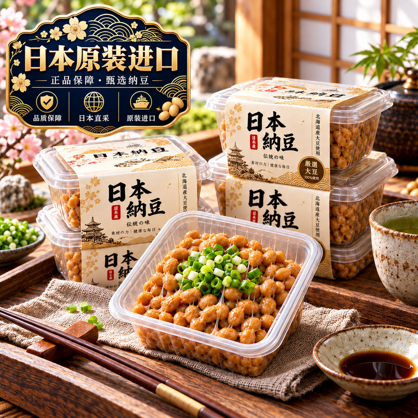 纳豆日本原装进口官方旗舰店发酵即食国产原味拉丝北海道山大小粒