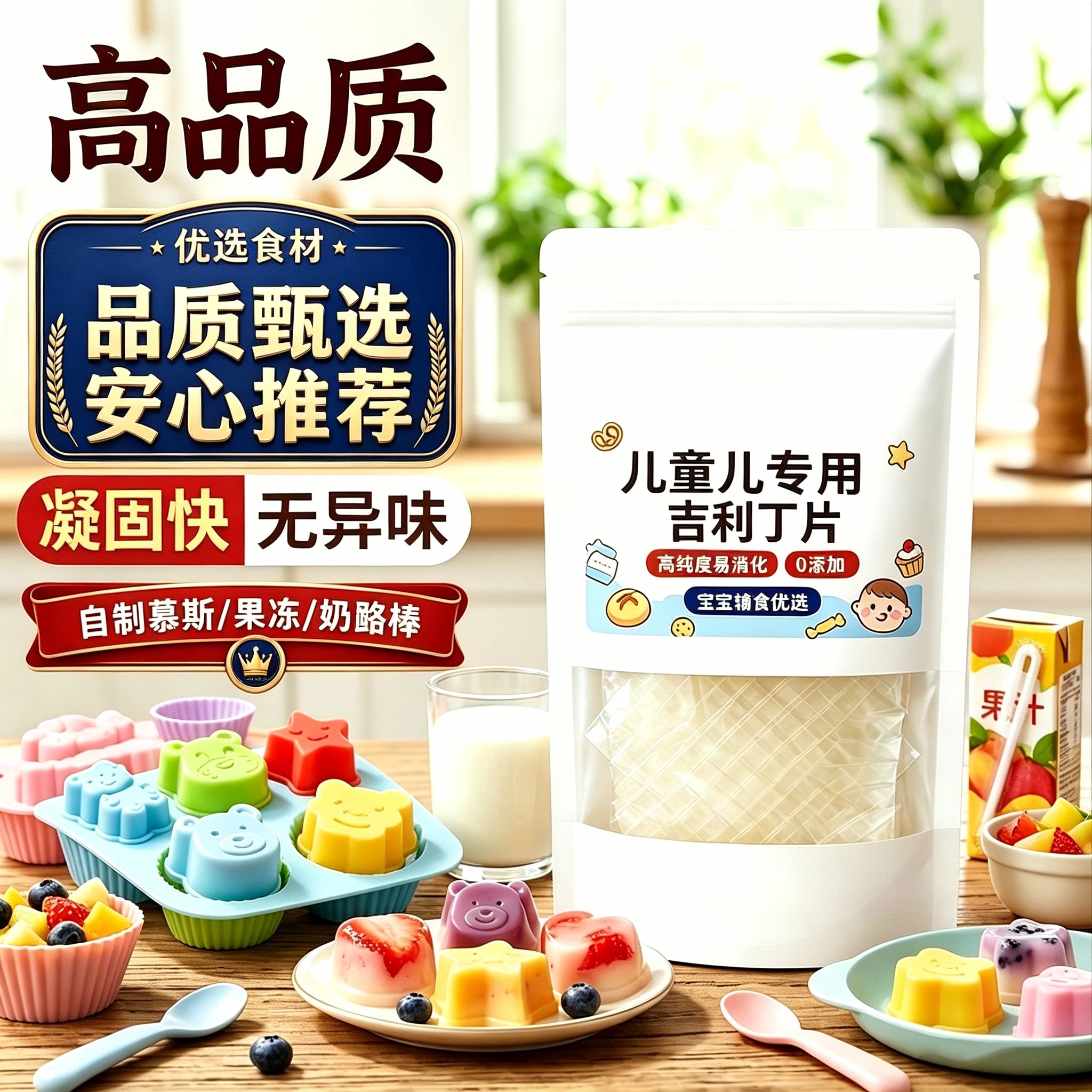 品质甄选吉利丁片儿童可食用家用官方旗舰店食品级无添加烘焙专用图片