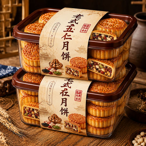 【广东特产】传统老式五仁月饼官方旗舰店青红丝独立包装手工糕点