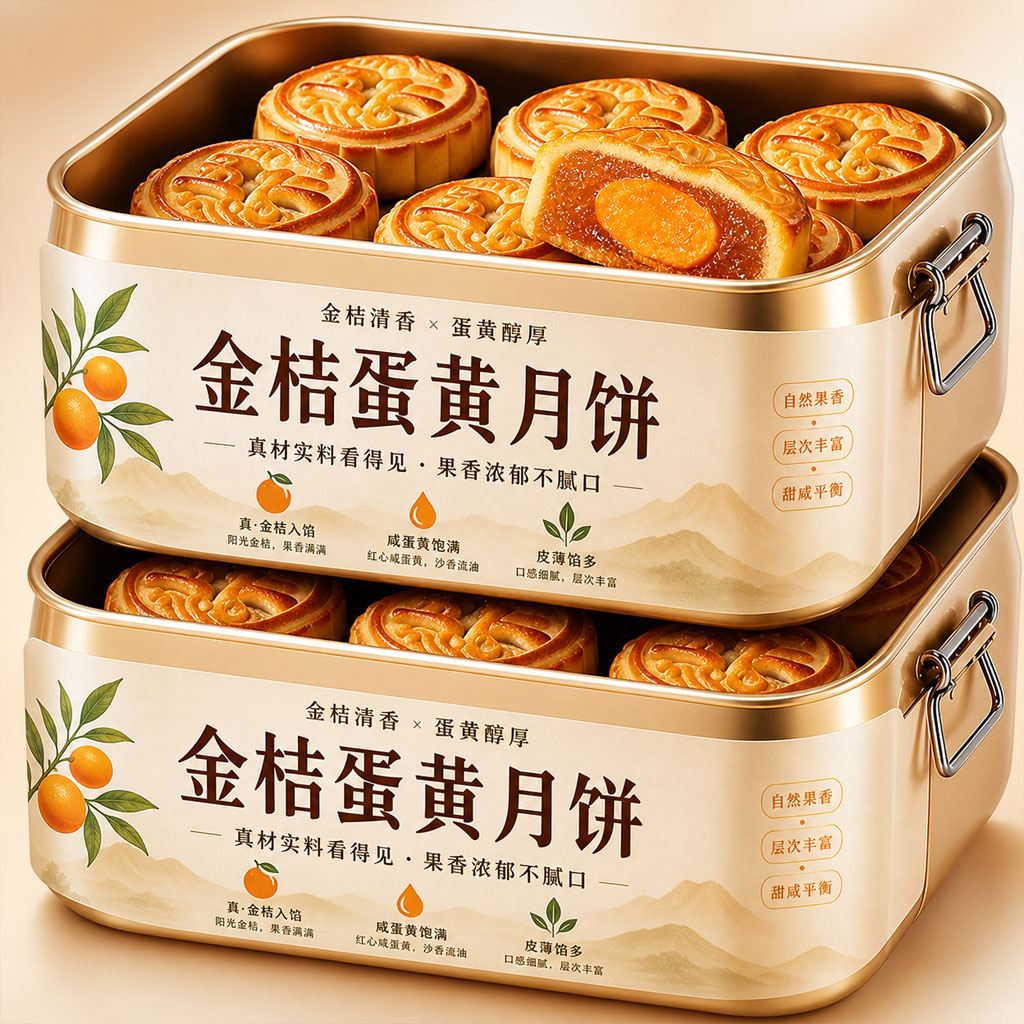 老字号金桔蛋黄月饼官方旗舰店正宗广式月饼中秋节无添加糕点零食