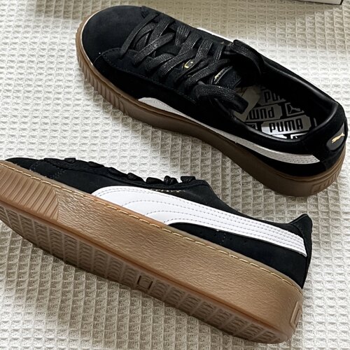 PUMA vikky系列 Platform 轻便防滑 低帮 板鞋 女款 黑白 363287
