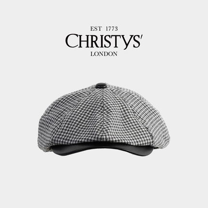 【官方正品】Christys'英国皇室 黑白千鸟格BakerboyCap报童帽