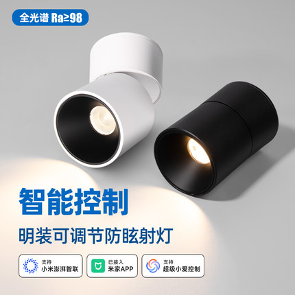 已接入米家APP智能明装折叠射灯免吊顶客厅无主灯可调角度led射灯