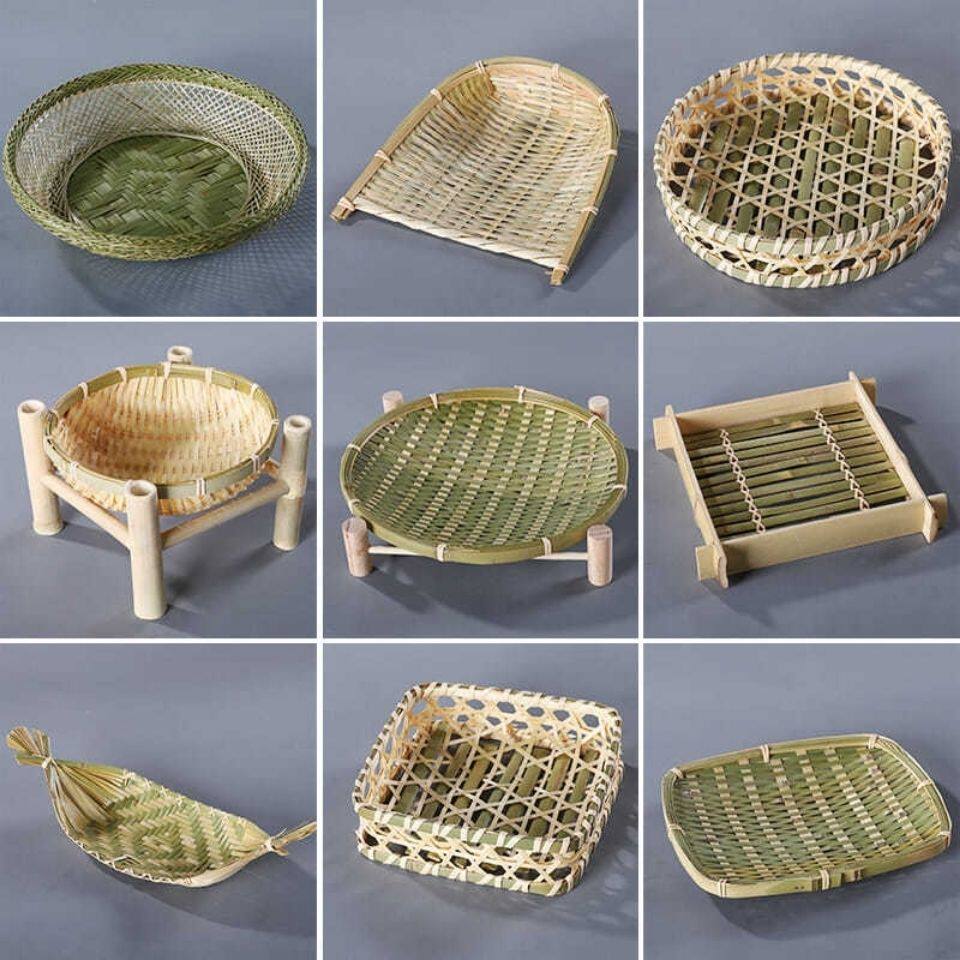 竹制品大全竹编簸箕水果盘馒头筐家用竹篮子竹筐筲箕收纳家居装饰