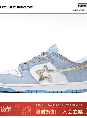 RIPSTAR/爆炸星蓝色星星板鞋女新款秋冬季运动鞋休闲鞋男【冰晶】