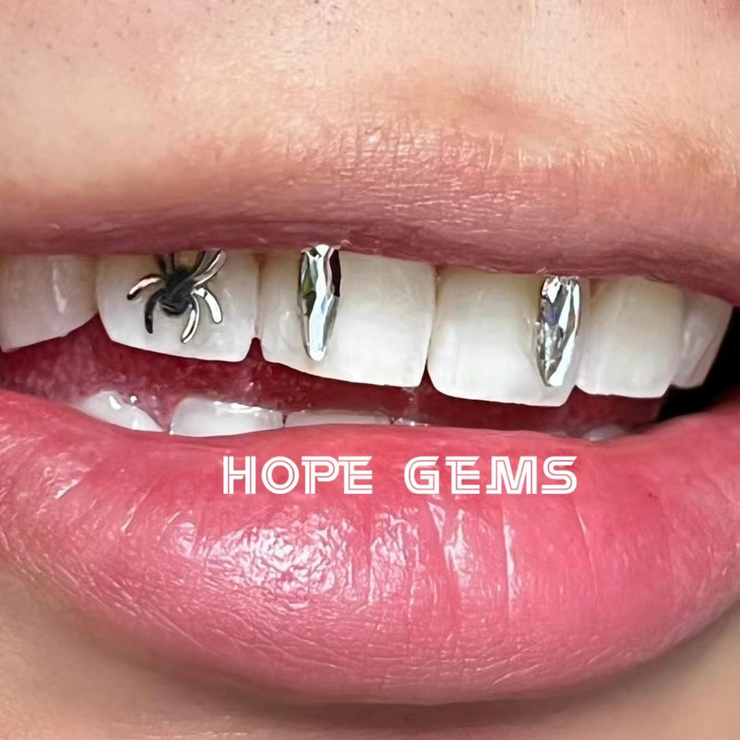 hopegems牙钻自己粘diy材料包饰品套装hope牙饰小众贴钛钢医用钢