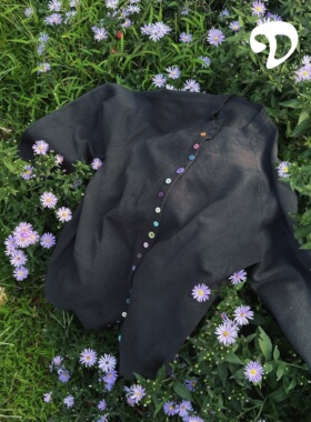 LDSTUDIOLAB 原创日系复古圆领彩色扣子针织毛衣开衫宽松显瘦上衣