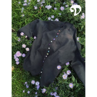 LDSTUDIOLAB 原创日系复古圆领彩色扣子针织毛衣开衫宽松显瘦上衣