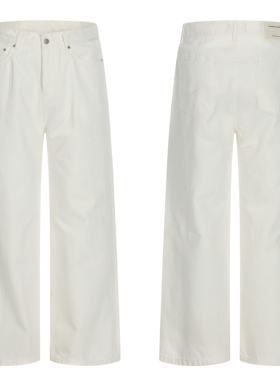 LDSTUDIOLAB原创 日系复古水洗白色宽松直筒牛仔裤休闲感男女