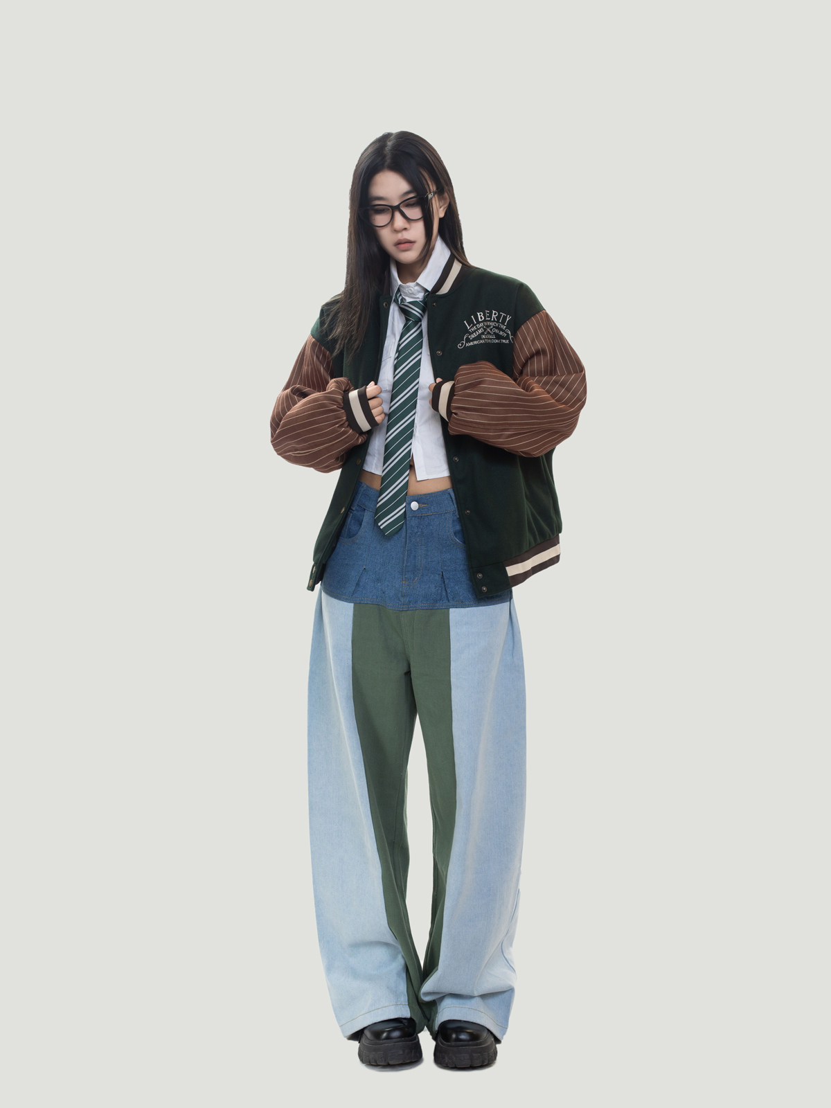 宽松阔腿裤长裤常规牛仔四季