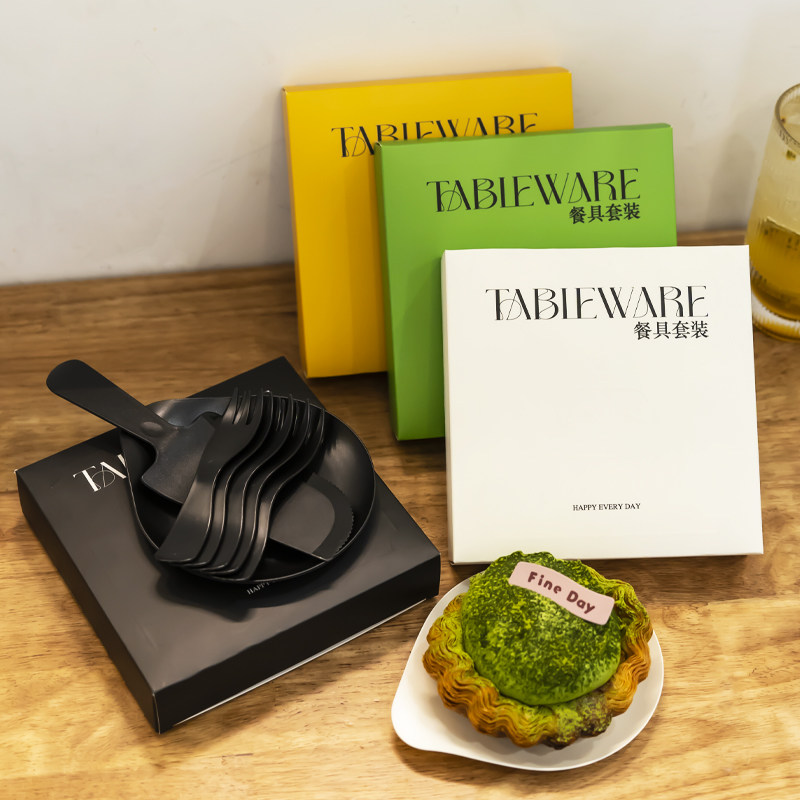 蛋糕餐具一次性套装高档组合刀叉盘蜡烛加厚雨滴盘包装盒定制logo,餐饮具,可降解餐具/环保餐具,淘宝优惠券,粉丝福利购,淘宝优惠卷
