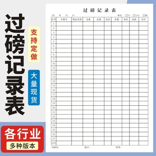 过磅记录表统计管理称重地平称入库货物过称记录本货运集装箱记账本货物重量称重明细本商品进出库重量明细表