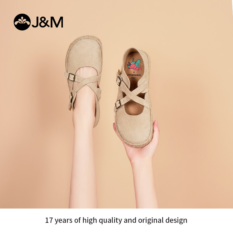 快乐玛丽勃肯鞋情侣款渔夫鞋懒人一脚蹬麻底新款夏季时尚休闲女鞋