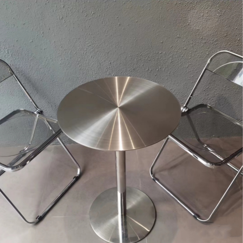 简约现代咖啡厅休闲桌椅组合奶茶甜品店接待洽谈商用不锈钢餐桌椅